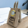 Wooden Pen Stand with Clock