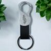 Metal Keychain with Leather Strap